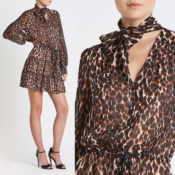 Paige Cleobelle Dress in Zephyr Shale Psych Leopard Size‎ S - Picture 3 of 12